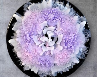 3D Bloom Petri Dish Flower Coaster/Paper Weight/Wall Art - Pastel Pink/Purple