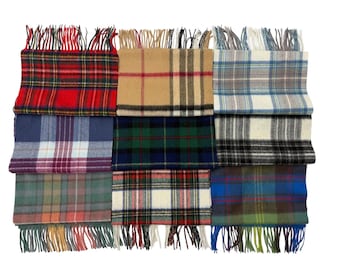 Écharpe tartan écossais pure laine d'agneau (180 × 30 cm) – Doux, chaud et classique