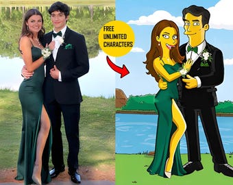 Custom Simpsons Family Portrait | Personalized Digital Cartoon (Digital Artwork)
