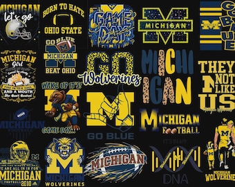 Bundle of 25 Michigan png set, Michigan digital art png, game day wall decor png, american football png, game day png football png
