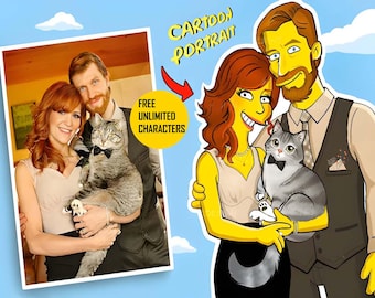 Custom Simpsons Portrait | Christmas, Birthday, Halloween Gift | Remember a Moment with Personalized Simpsons Style Art | Perfect Gift Idea!