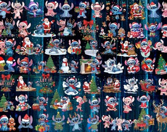 Stitch Christmas PNG Bundle 70 Plus , Cute Stitch in Santa Hat PNG, Holiday Stitch Clipart, Xmas Stitch PNG, Winter Cartoon Sublimation png