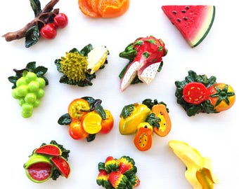 Farm Fresh Produce Magnets – Set of 12 | Vintage Style Fruit & Vegetable Refrigerator Magnets | Kitchen Decor