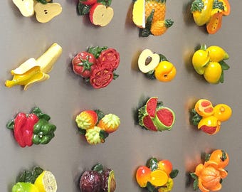 3D Fruit Fridge Magnets Set | Premium Resin Kitchen Decor | Colorful Magnet Pack (16 pcs)