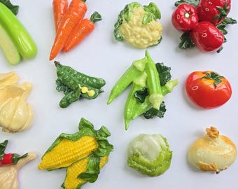 Farm Fresh Vegetable Fridge Magnet Set – 12-Piece Veggie Kitchen Decor | Corn Garlic Onion Carrot Tomato Fridge Magnets | Farmhouse Style