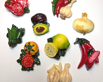 Guac Night - Guacamole Ingredients Fridge Magnet Set | Avocado, Lime, Garlic & Veggie Magnets | Farm Fresh Kitchen Decor - 9pc set