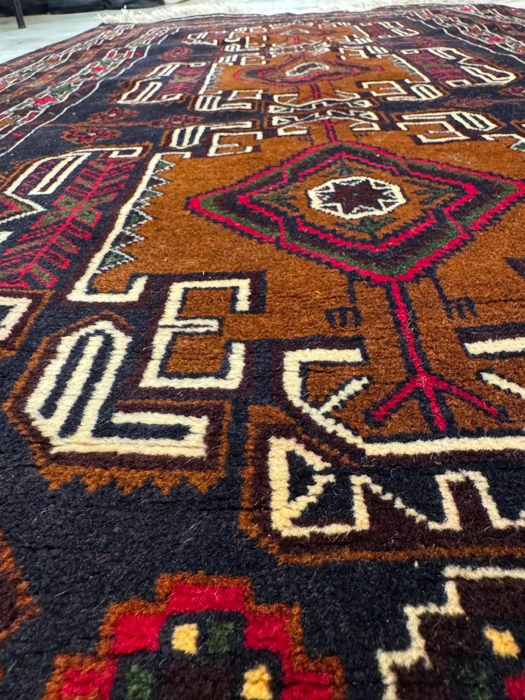 Handmade Wool Bukhara Rug: Traditional Oriental Carpet, Red Pattern - Etsy