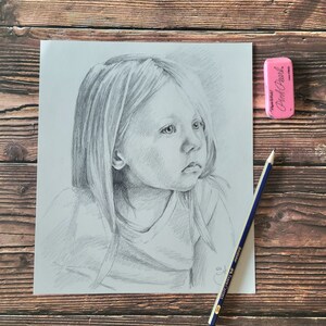 8x10 Portret grafitowy | Rysowany ręcznie | Mata opcjonalna | Dzień Matki | Dzień Ojca | Urodziny