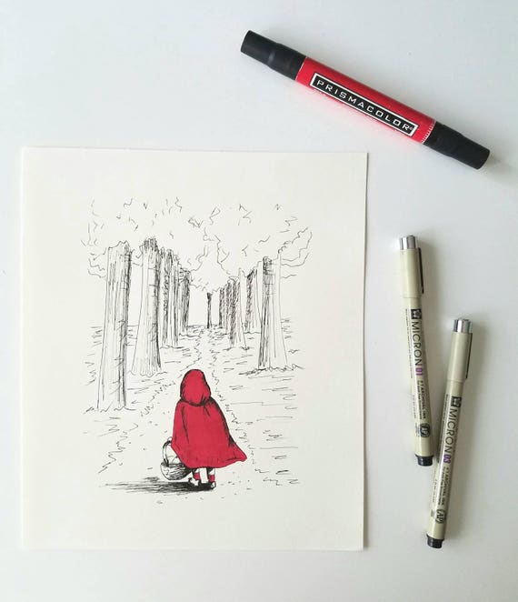 forpligtelse hans Leonardoda Little Red Riding Hood Illustration Art Prints Varying Sizes - Etsy