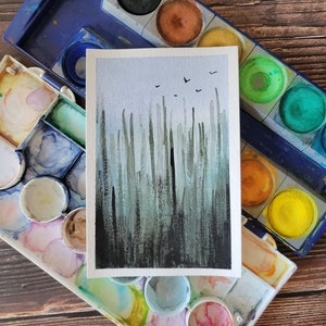 Illustration 4x6 | hautes herbes | oeuvre d'art originale sur carte postale | Impressions d'art