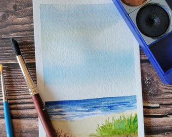 5x7 Beach Landscape | Watercolor | Print and Original Art
