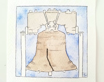 5x5 Liberty Bell, Philadelphia | Watercolor | Art Prints