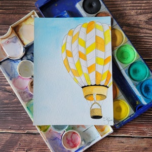 5x7 Hot Air Balloon | Watercolor Illustration | Original Artwork & Prints