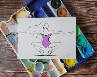 5x7 Purple Ballerina | Illustration | Original Artwork | Prints