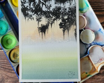 5x7 Misty Grove | Watercolor | Prints | Original Art