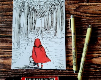 Little Red Riding Hood Illustration | Art Prints | Varying Sizes