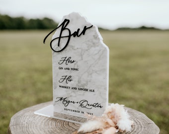 Marble Natural Stone Bar Sign Wedding Signage