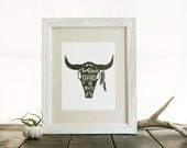 Fortune Favors the Brave Cow Skull 8x10 Print