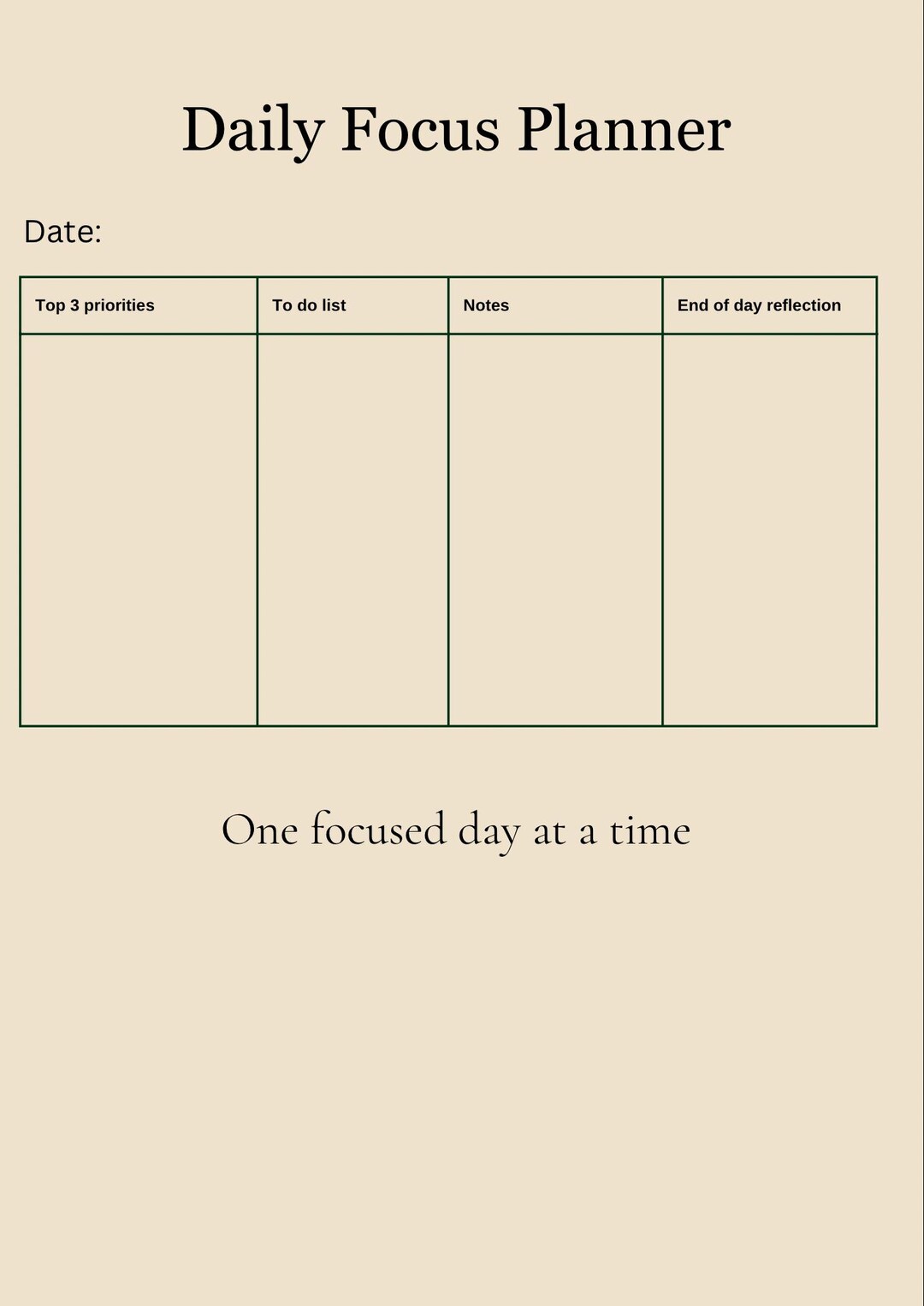 Daily Focus Planner, Minimal Printable, Daily Planner, Top 3 Priorities ...