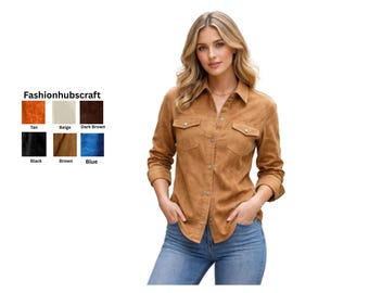 Chaqueta de piel de ante para mujer / Camisa de moda con botones