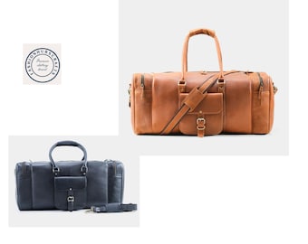 Handmade Full-Grain Leather Duffle Bag | Travel Carry-On