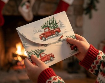 Vintage Christmas Junk Journal Envelopes | Printable Holiday Pockets | Retro Scrapbook Ephemera | DIY Folding Stationery