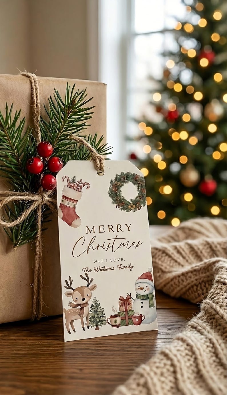 Editable Christmas Gift Tags Printable | Custom Holiday Favor Labels ...