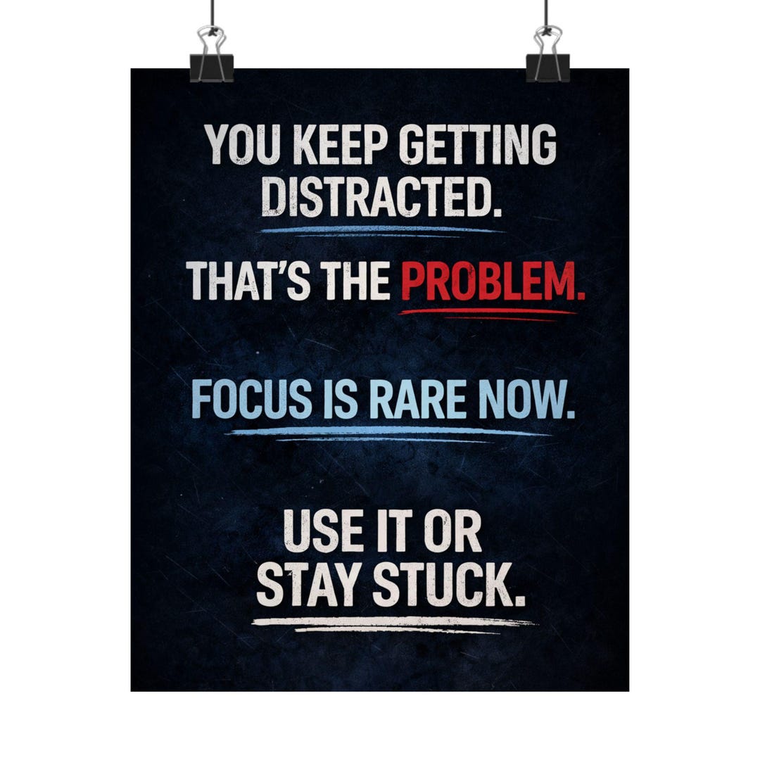 Problem Distraction Distraction is the Problem Poster, Focus Quote Wall Art, Motivational ...