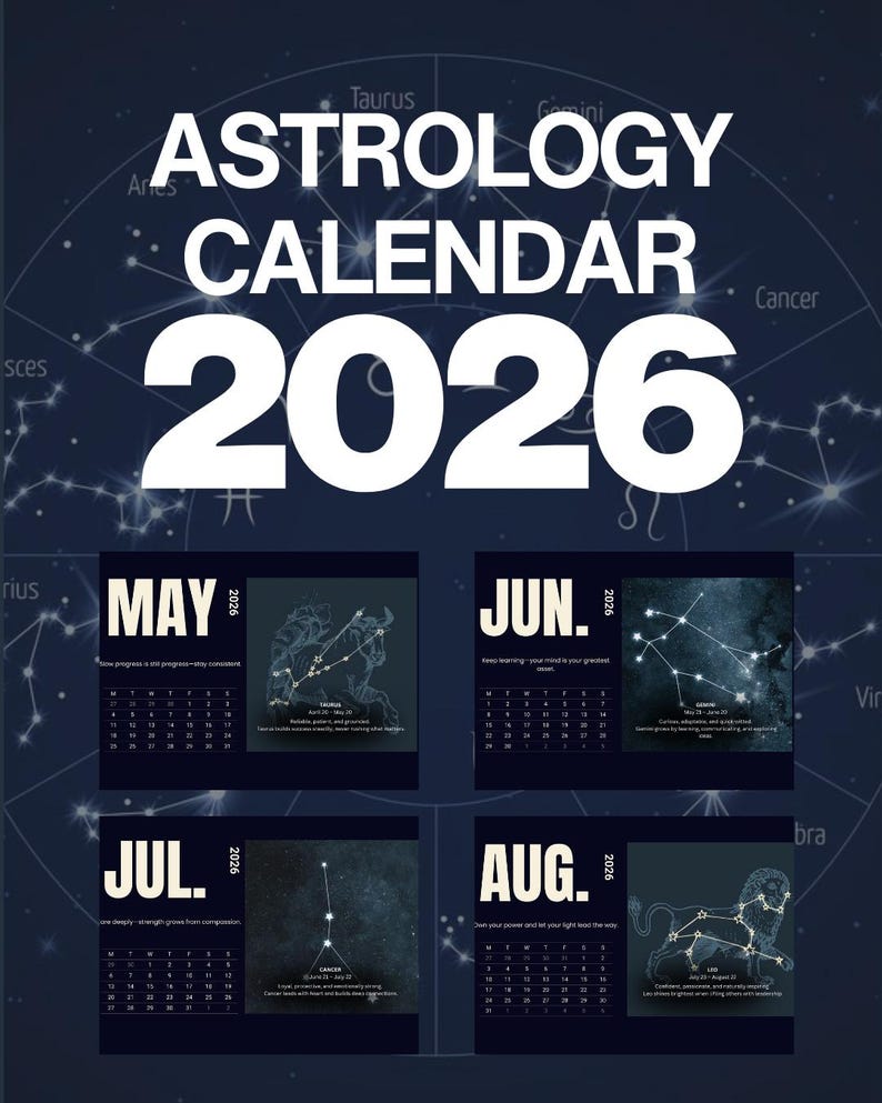 2026 Astrology Calendar | Zodiac Planner With Motivational Quotes ...
