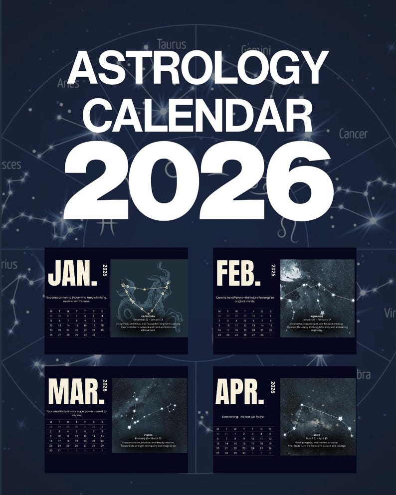 2026 Astrology Calendar | Zodiac Planner With Motivational Quotes ...