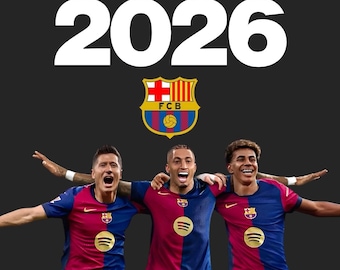 Calendario da parete FC Barcelona 2026 / Giocatori del Barça illustrati (download digitale)