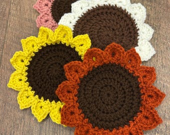 handmade sunflower coasters