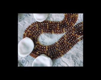 AMBER ALLURE waist bead , tie on waistbeads, brown waist beads , crystal waistbeads , earthtones , hand made waist beads ,