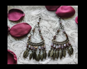 PRECIOUS earrings, long earrings, feather earrings