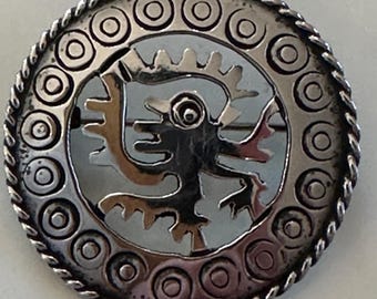 ヴィンテージ メキシコ スターリング シルバー ラウンド アステカ