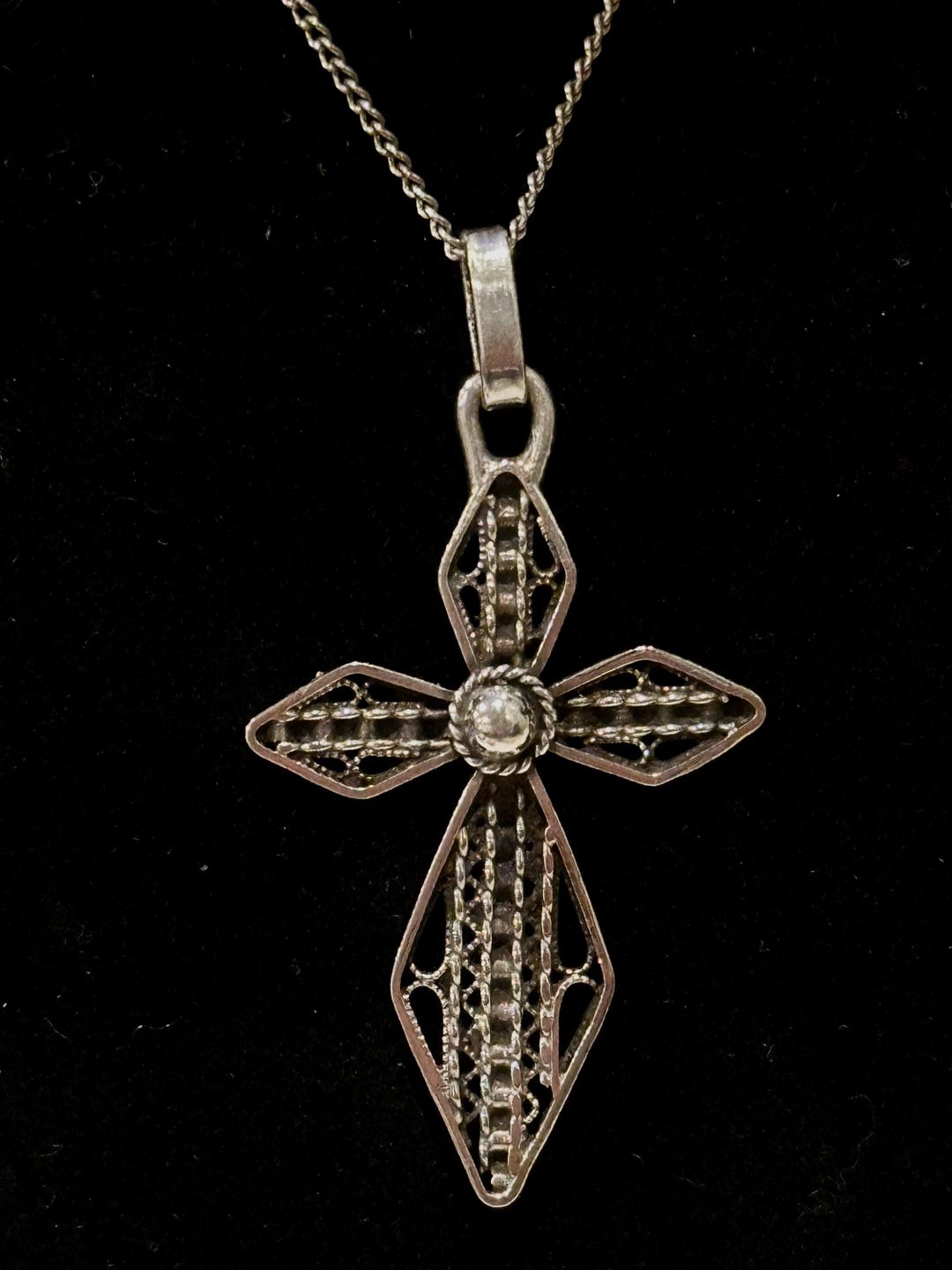 Vintage Sterling Filigree Cross Necklace W 925 Silver Chain - Etsy