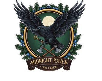 Midnight Raven Mug Design PNG | Gothic Craft Brew Sublimation (Digital Download)