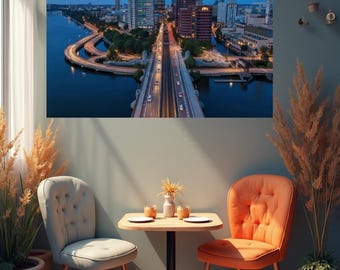 Urban Cityscape Wall Art – Modern Skyline Print (Digital Download)