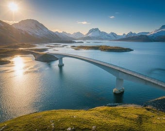 Mountain Bridge Art Print | Serene Landscape Wall Decor (Digital Download)