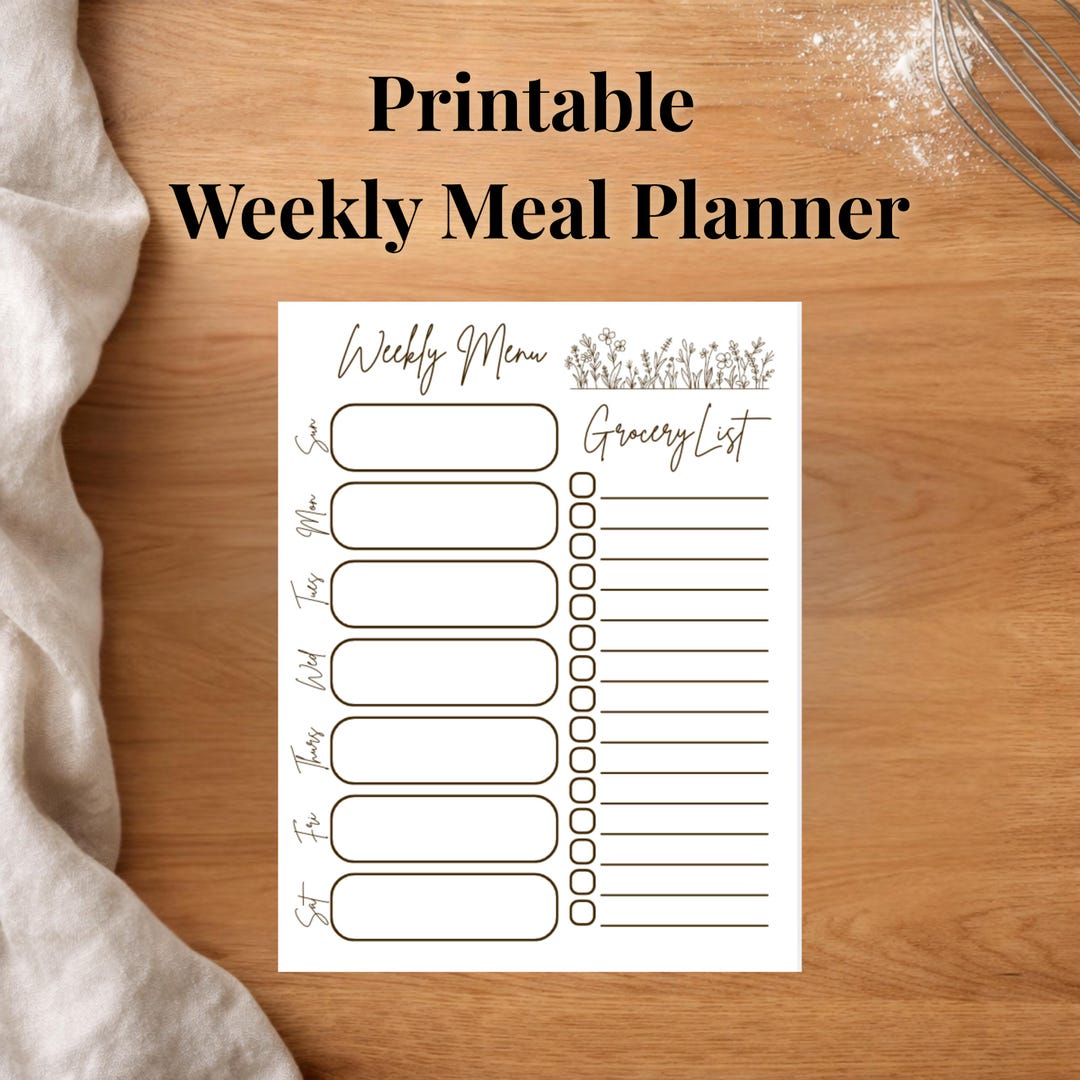 Floral Weekly Meal Planner Printable, 8.5x11, Instant Download PDF - Etsy