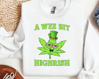 A Wee Bit Highrish PNG, Funny St Patricks Day Leaf Design (Digital Download)