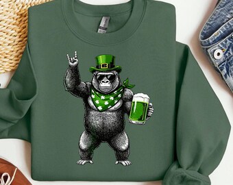 Lustiger Gorilla St. Pattys Kleeblatt Bier St. patricks Tag png
