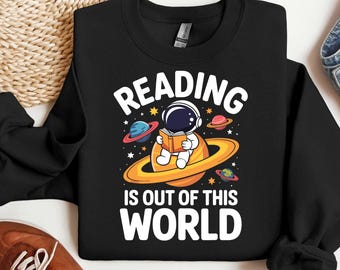 Astronauten Lese PNG, Space Buch Liebhaber Shirt Design (Digitaler Download)