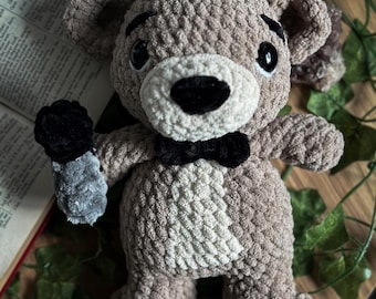 Oso animatrónico de peluche de ganchillo / Peluche de Freddy de juego de terror hecho a mano / Animal de peluche coleccionable