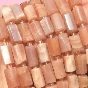 Perles Pierre de Soleil Naturelle Rectangle – Perles Pierre Naturelle Pêche – Perles Pierre de Soleil 8-11mm – Création Bijoux DIY