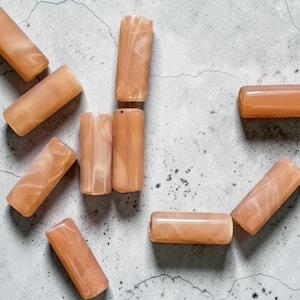 Perles Pierre de Soleil Rectangle 12x6mm – Perles Pierre Naturelle Pêche – Perles Tube Pierre de Soleil – Perles pour Collier Bracelet DIY