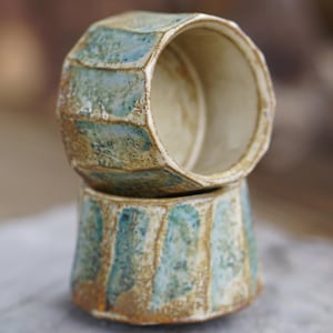 Ceramic mug, Handcrafted Pottery for coffee and tea, White and Blue ceramic cup