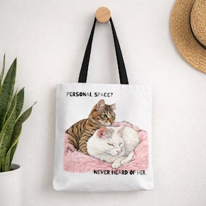 Personal Space Cat Tote Bag – Funny Cat Mom Gift – Cute Sassy Cat Lover Canvas Bag
