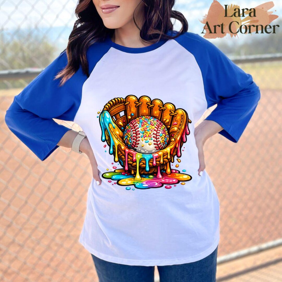 Colorful Drip Baseball Glove Png|baseball Sublimation Design|baseball ...
