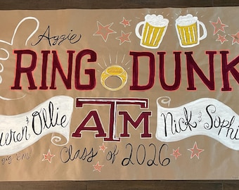 Banner para eventos totalmente personalizable - Letrero de 122 x 183 cm (4 x 6 pies) para el concurso de clavadas de Texas A&M / Banner de fondo para graduación